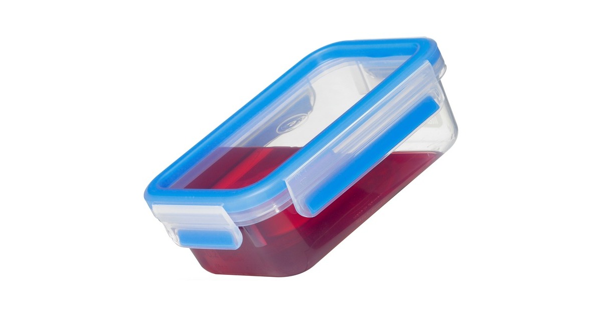 EmsaClip & Close vershoudbakjes 0,55 L doos  (Transparant/blauw, 3 stuks, rechthoekig)