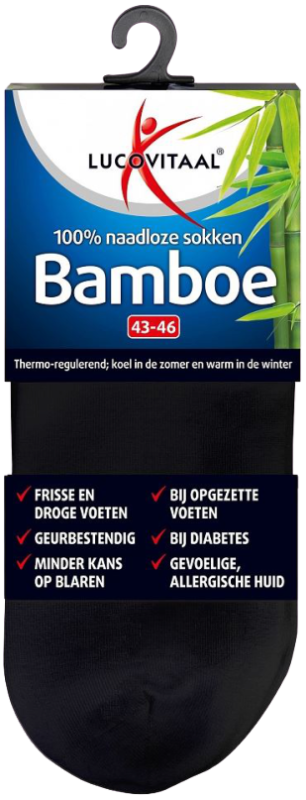 Lucovitaal Bamboe Enkelsokken Zwart 35-38 1 paar