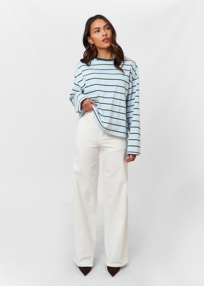 Wide leg stretch jeans ecru