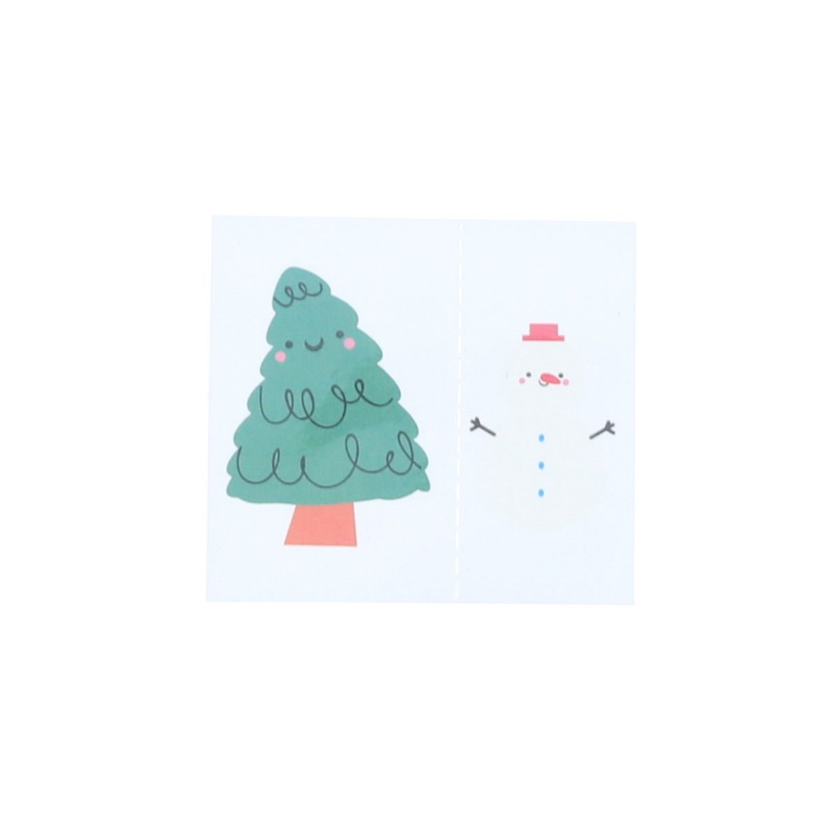 Mini set de 2 tatouages temporaires sapin et bonhomme de neige Mercredi et Patati
