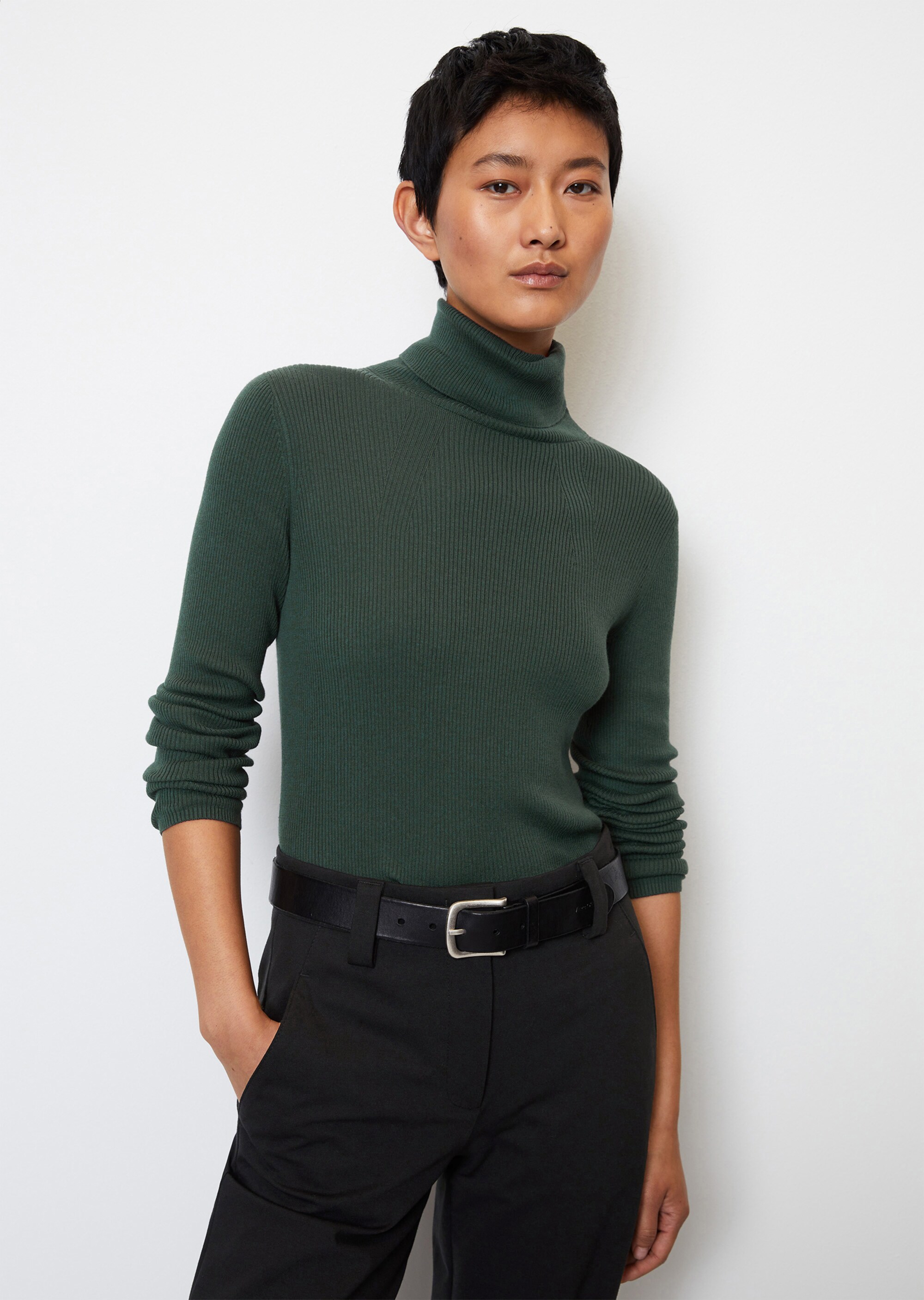 Rollkragenpullover slim aus Organic Cotton