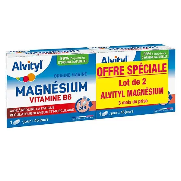Alvityl Magnésio Vitamina B6 de Liberação Prolongada, indicado para maiores de 12 anos, 2 x 45 comprimidos