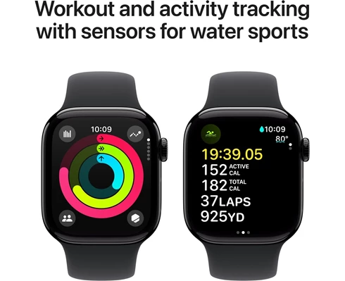 Apple Watch Series 10 GPS   Cellular 46mm Jet Black Aluminium Case with Black Sport Band - M/L