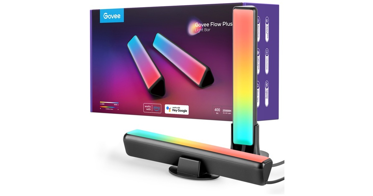 GoveeH6056 RGBICWW WiFi + Bluetooth Flow Plus Lichtbalken sfeerverlichting  (voor displays tot 45 inch)