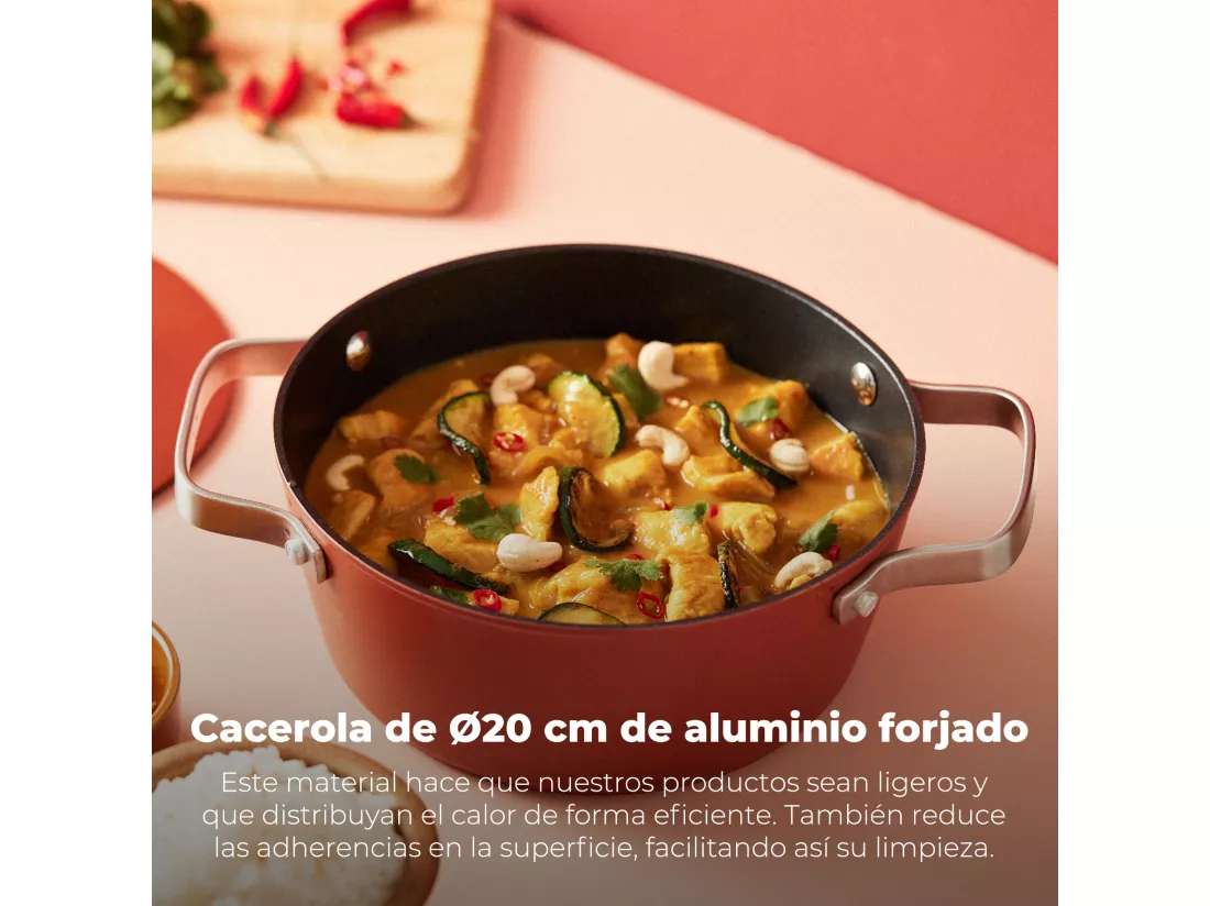 Cocotte 20x8,5cm ind en aluminium forgé avec couvercle agros, 2litres