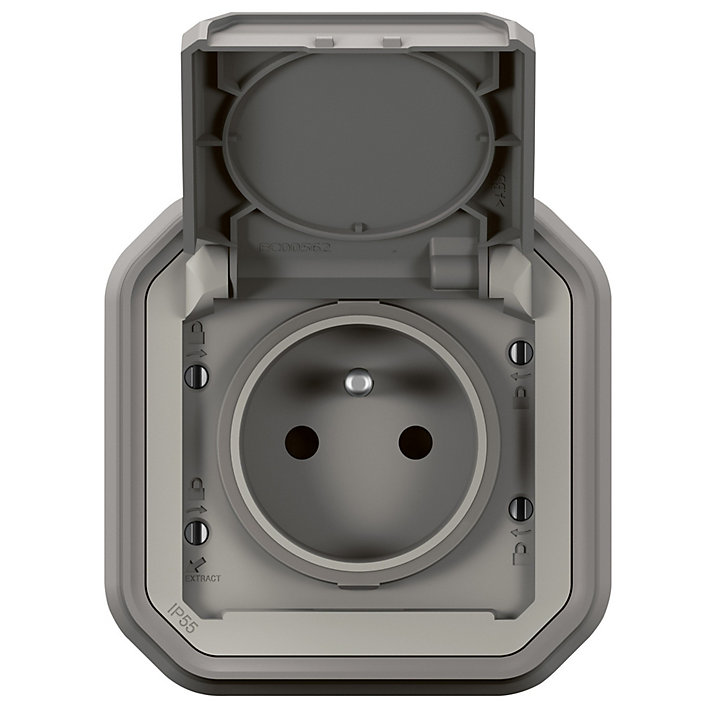 Prise avec clapet Legrand Plexo gris à griffes
