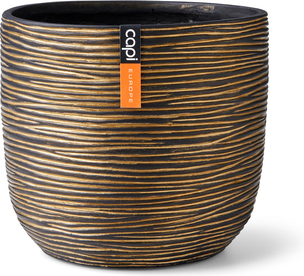 Capi Europe bloempot Nature-Rib goud / zwart D 9 H 8 cm