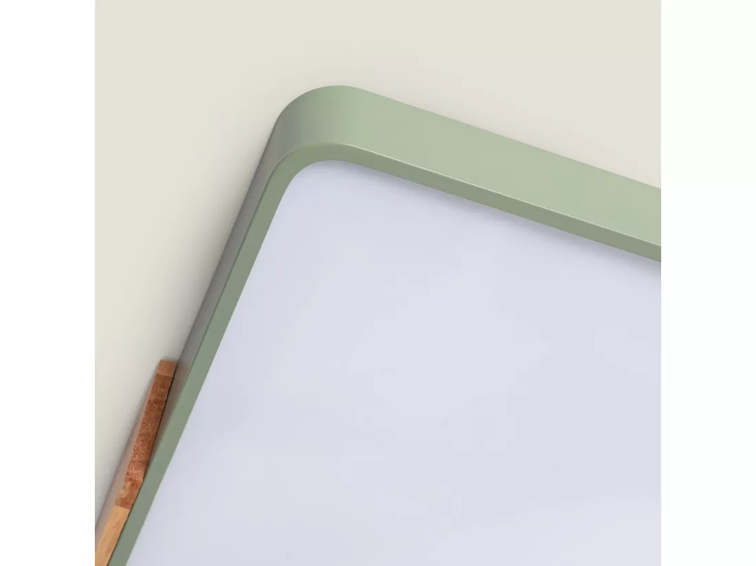 Plafonnier LED 30W Rectangulaire Bois et Métal 625x425 mm CCT Sélectionnable Semi-Dari Vert