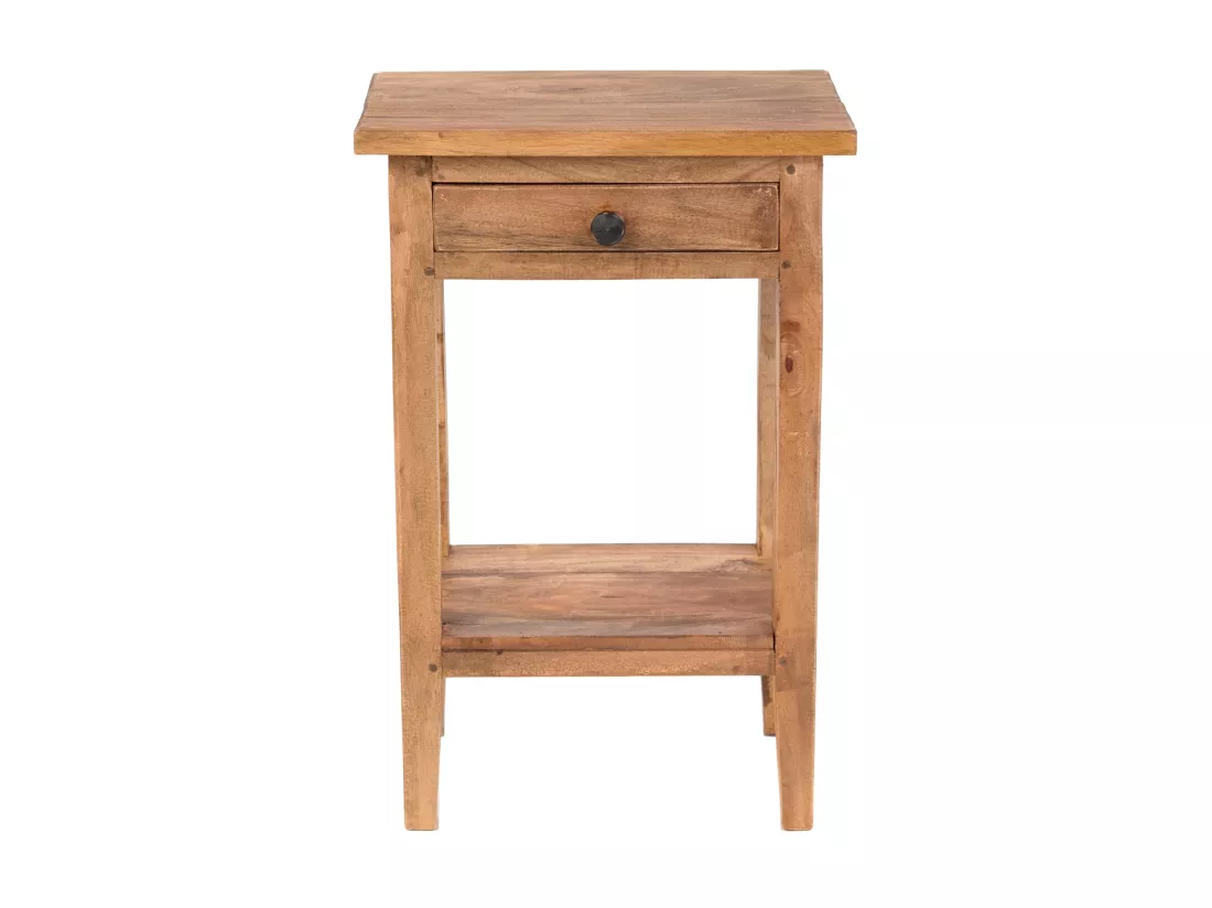 TABLE DE TÉLÉPHONE PLANTE Bois massif en acajou, avec tiroir 02 hellbraun