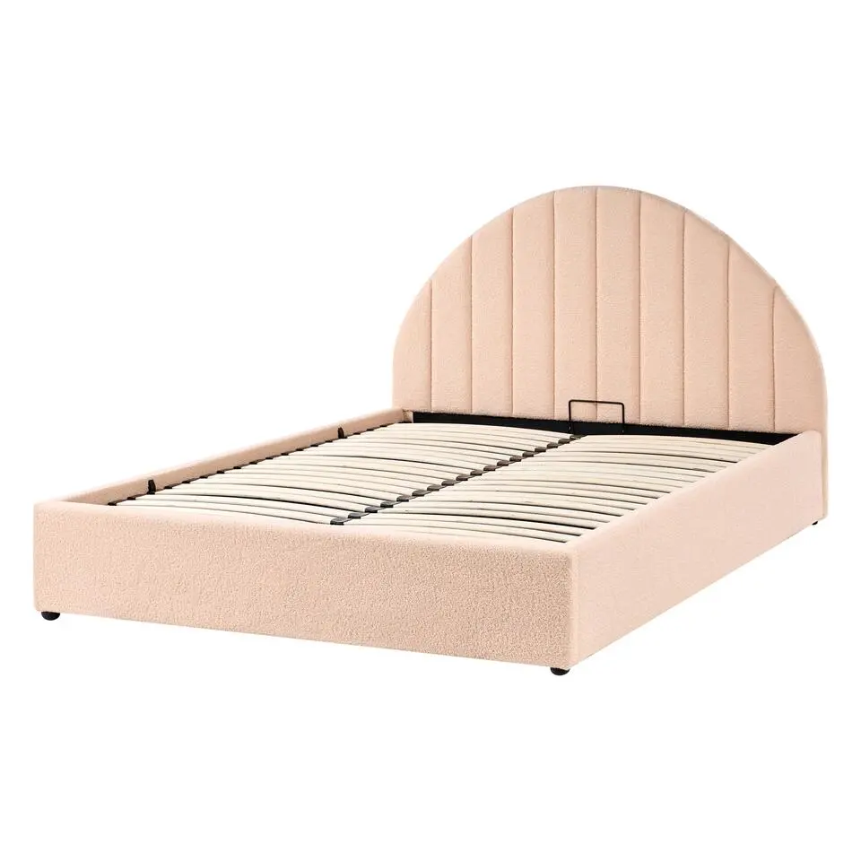 CHADENET - Bed met opbergruimte - Perzikroze - 140 x 200 cm - Bouclé