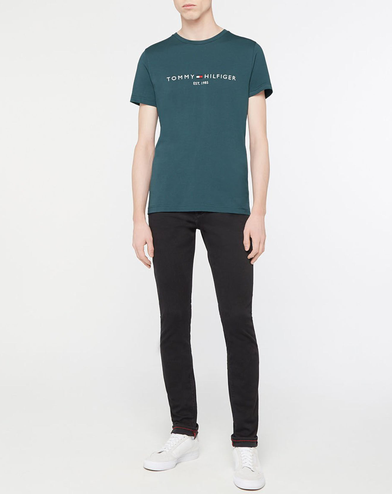 Tommy Hilfiger T-Shirt 100% Coton Bio logo bleu pétrole
