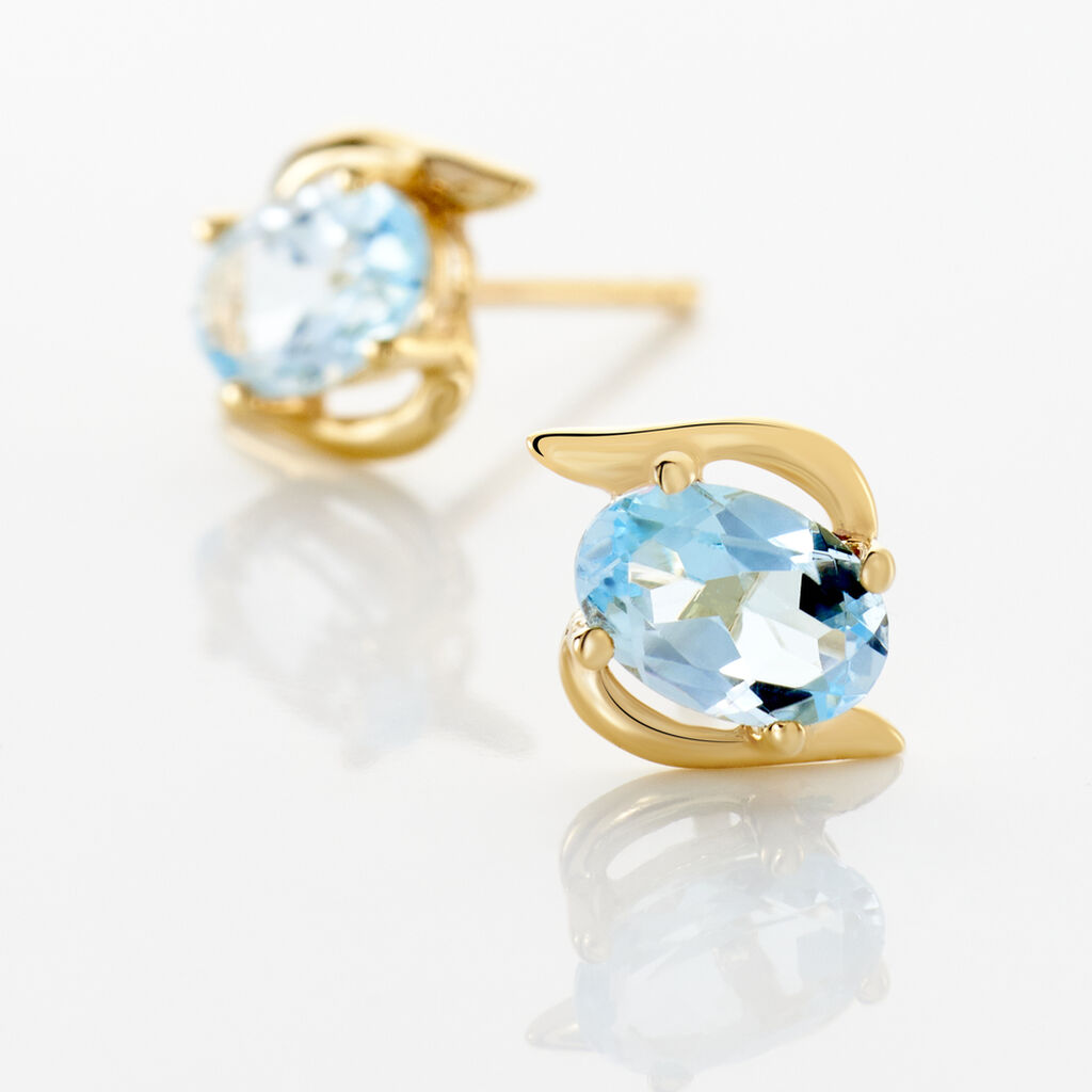 Boucles D'oreilles Puces Vrille Ovale Or Jaune Topaze