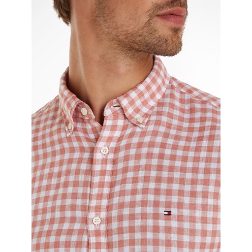 Tommy Hilfiger Linen Gingham Skjorte, Teaberry Blossom/Optic White, 3XL