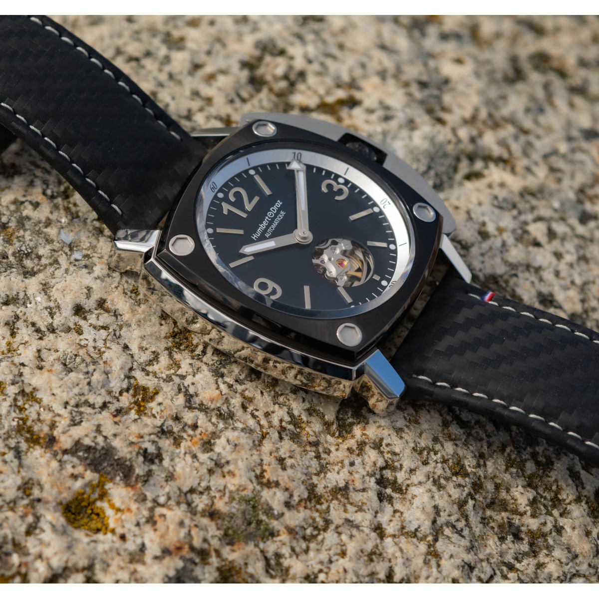 Montre HUMBERT-DROZ hd10 homme automatique, bracelet cuir noir