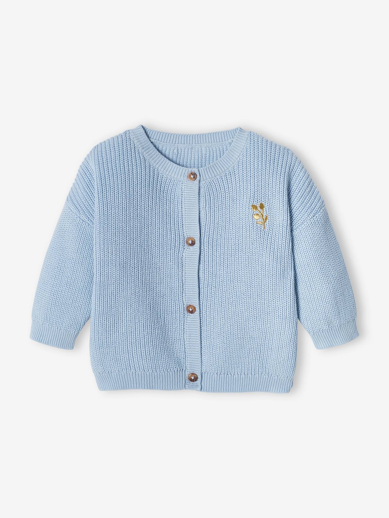 Casaquinho de tricô inglês cru com estampa iridescente para bebê
