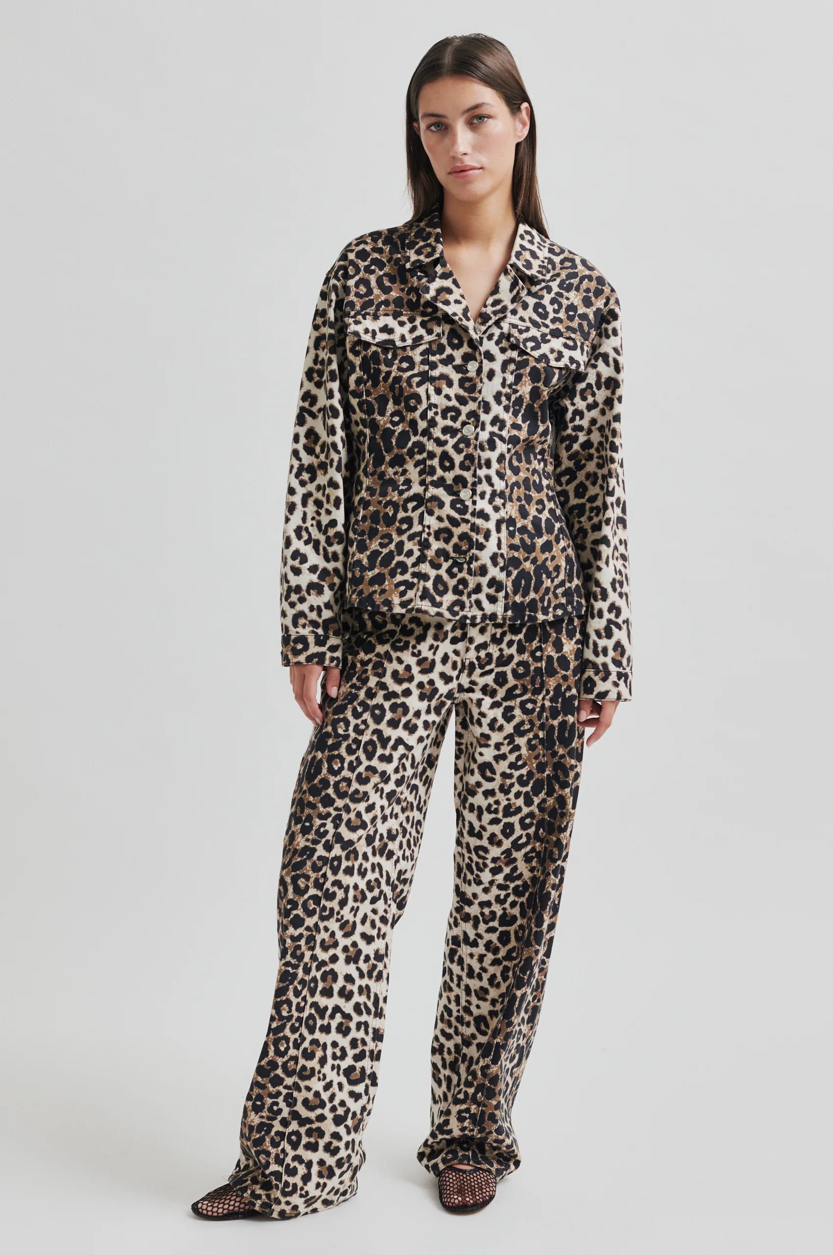 Second Female  Aleo leopard jeans - Kelp
