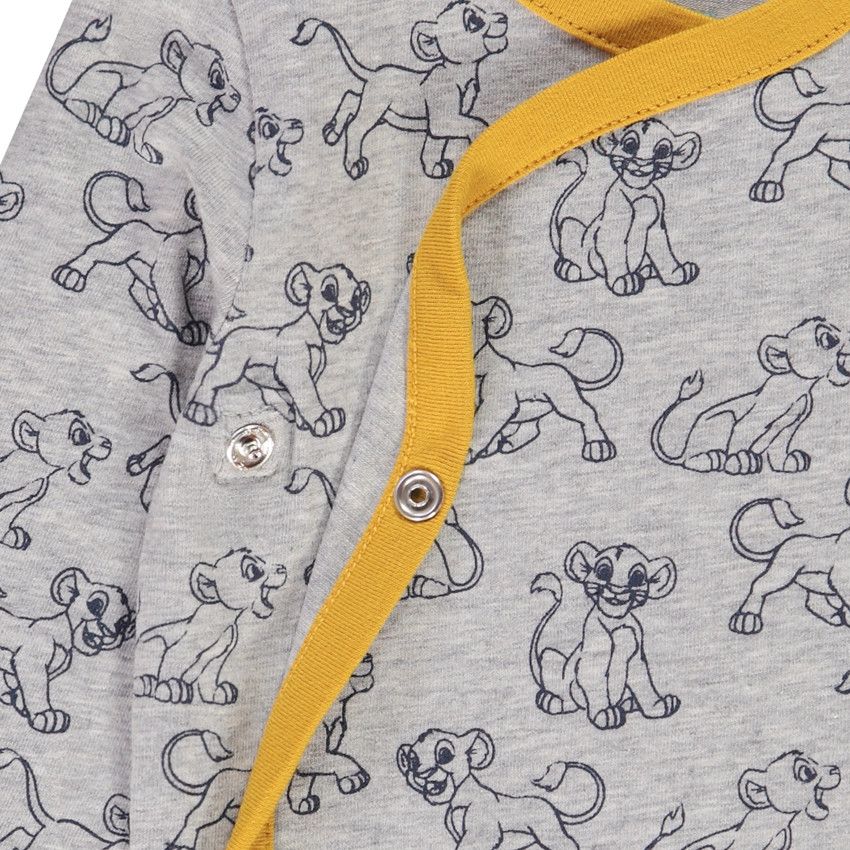 Lot de 3 bodies Le Roi Lion Disney pour bébé garçon avec ouvertures différentes selon l'âge - Gris clair