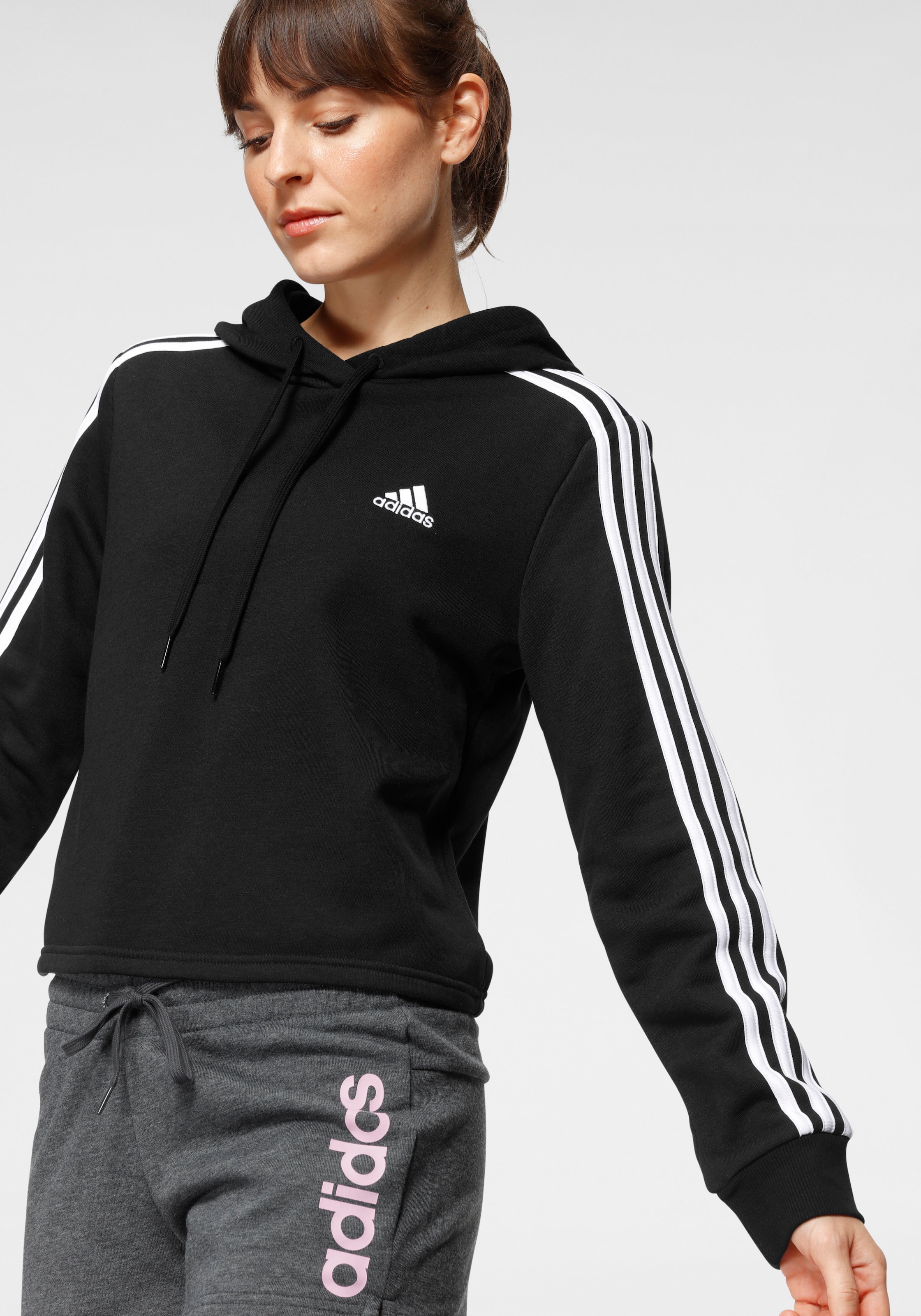 adidas Sportswear Kapuzensweatshirt »ESSENTIALS 3-STREIFEN CROPPED HOODIE«