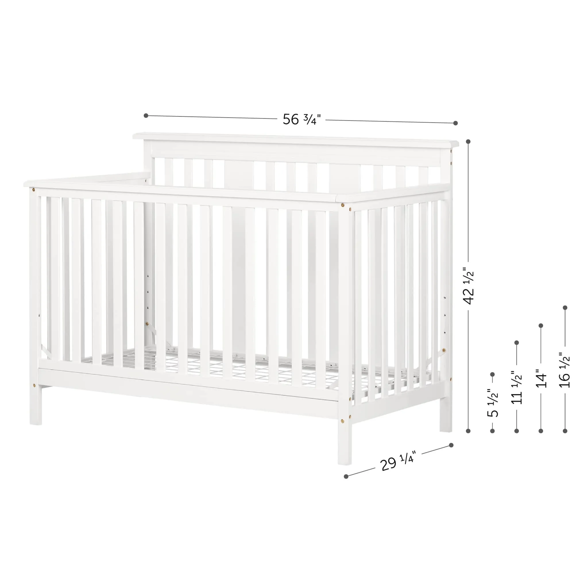 South Shore Couchette Avec Barrière de Transition Cotton Candy - Blanc Solide