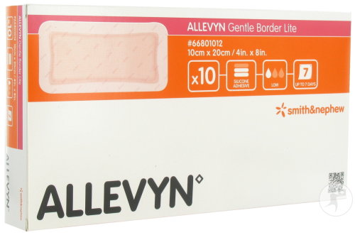 Allevyn Gentle Border Lite Pansement Hydrocellulaire Adhésif 10x20cm Pièces 10 (66801012)