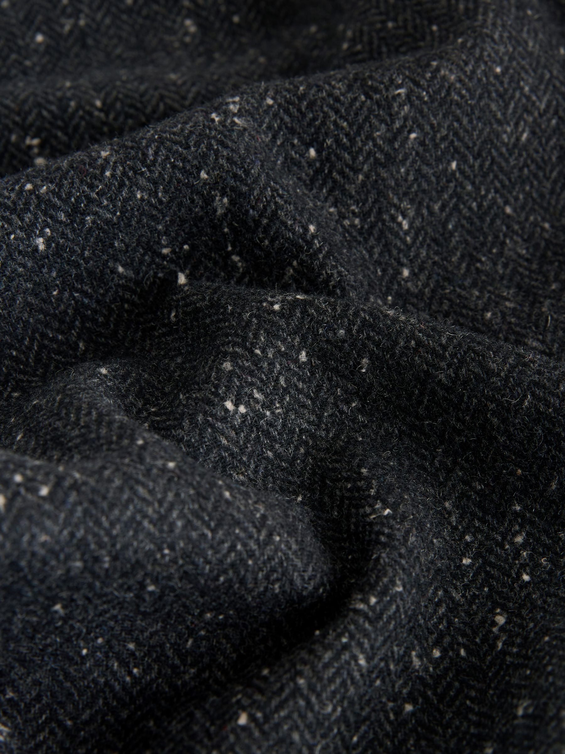 Antraciet - Straight Fit Smart Textured Herringbone Trousers With Wool