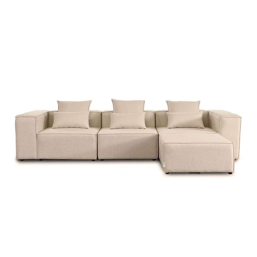 HOME DELUXE Modulaire 3-zitsbank met Hocker - Beige