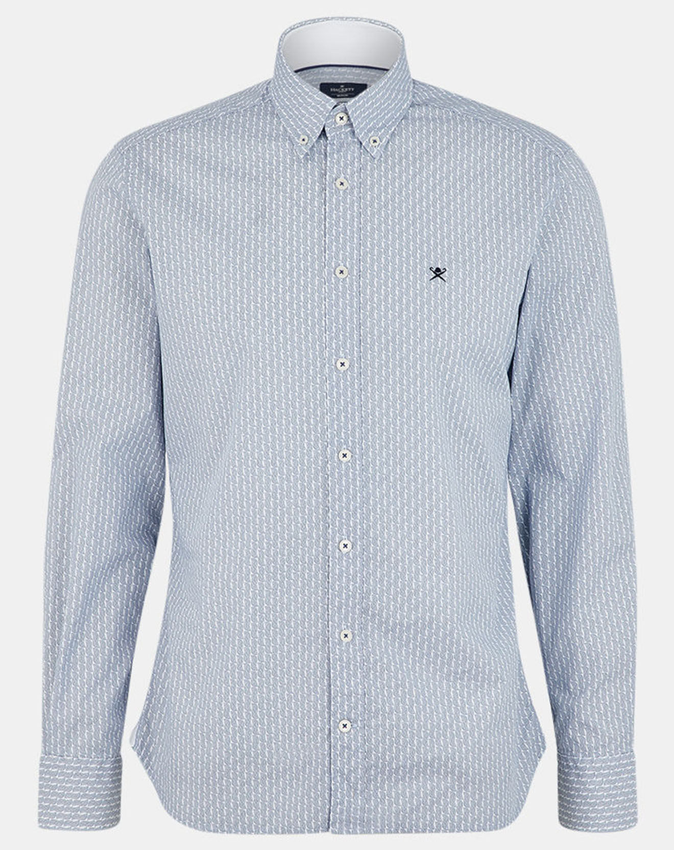 Hackett London Chemise Slim Fit Vague imprimée bleue