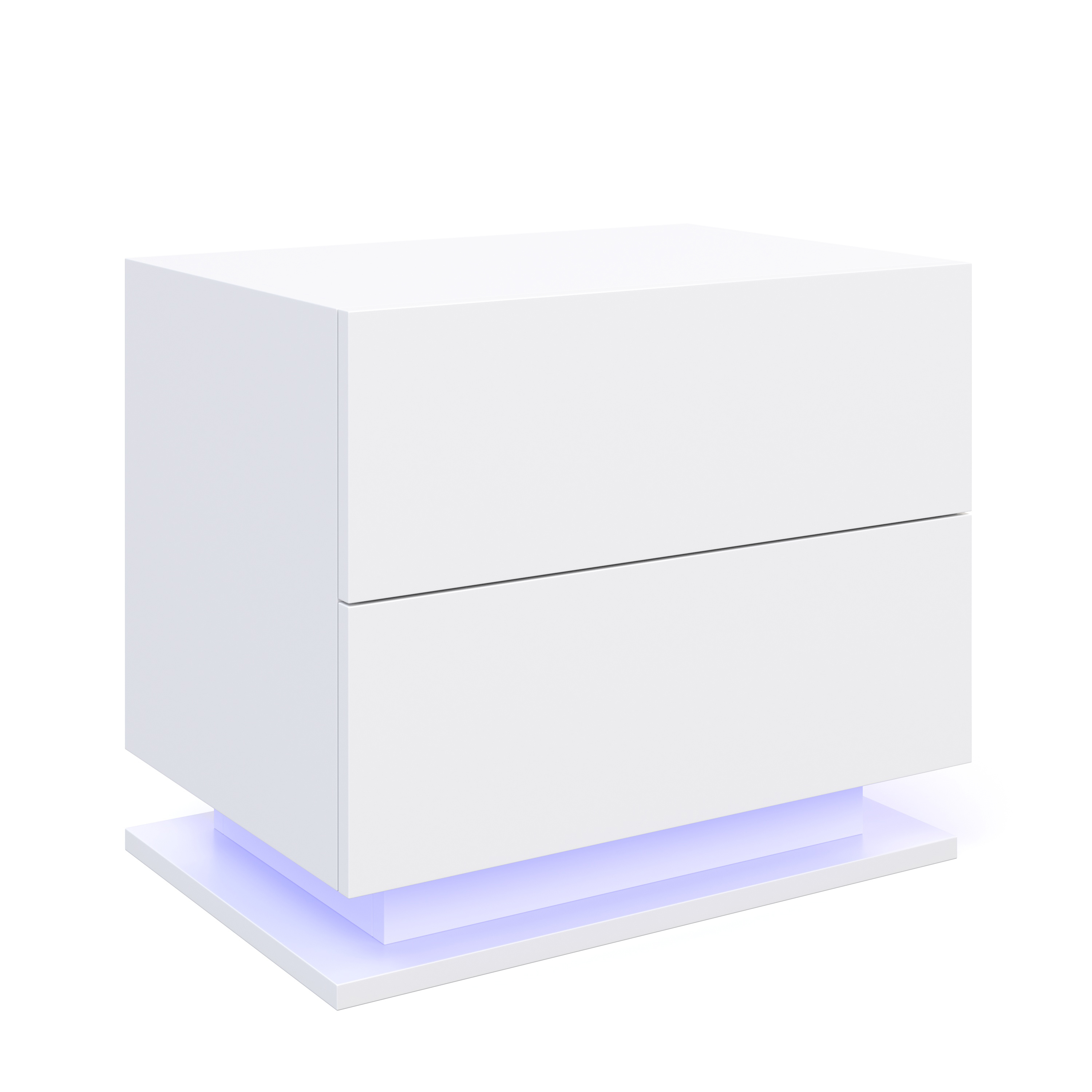 Nachttisch LED MINO mit 2 Schubladen weiss