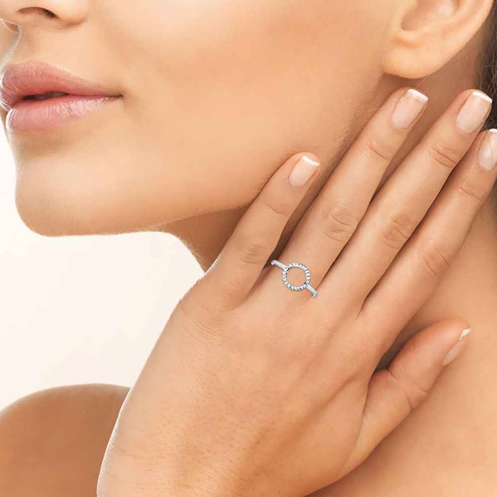 Bague - Argent 925/1000 rhodié & oxyde de zirconium