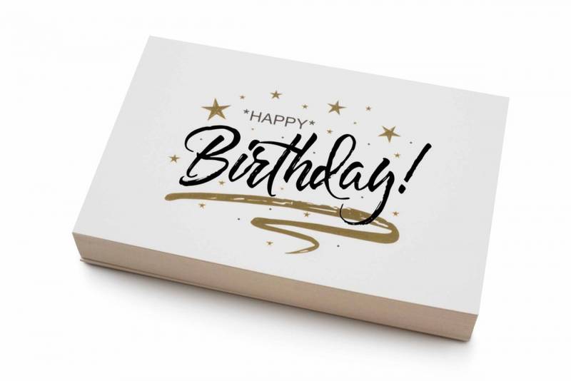 Gratulasjonskort, Happy Birthday, Gull