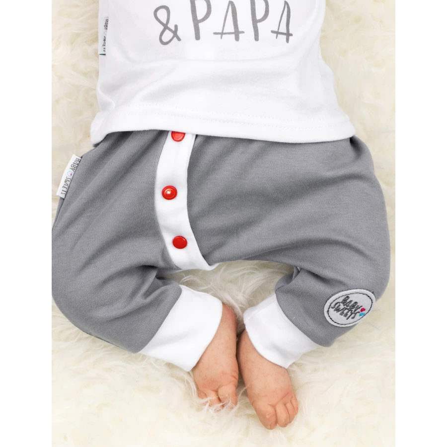 Baby Sweets 2tlg Set Shirt + Hose I love Mama & Papa weiß grau