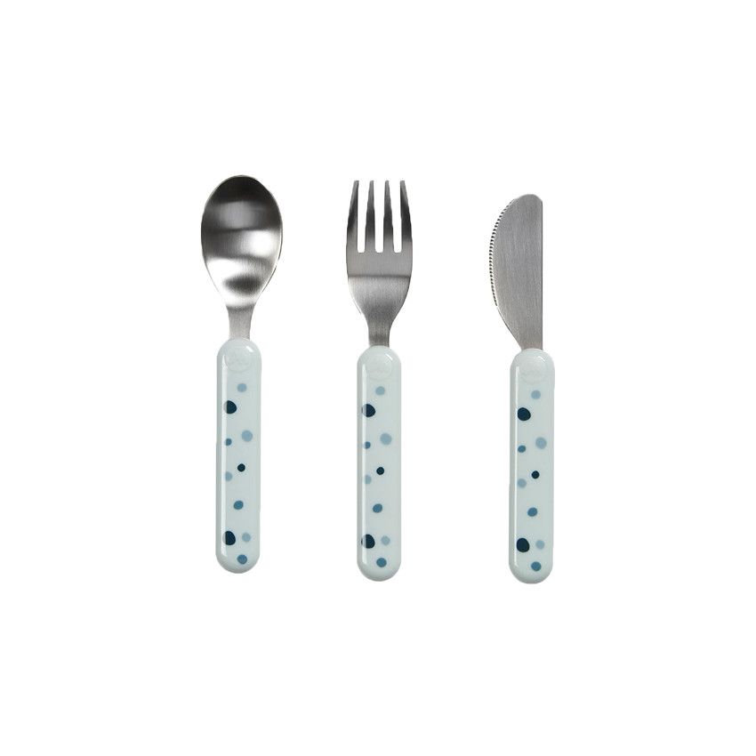 Lot de 3 couverts Dreamy - Bleu - Ecru