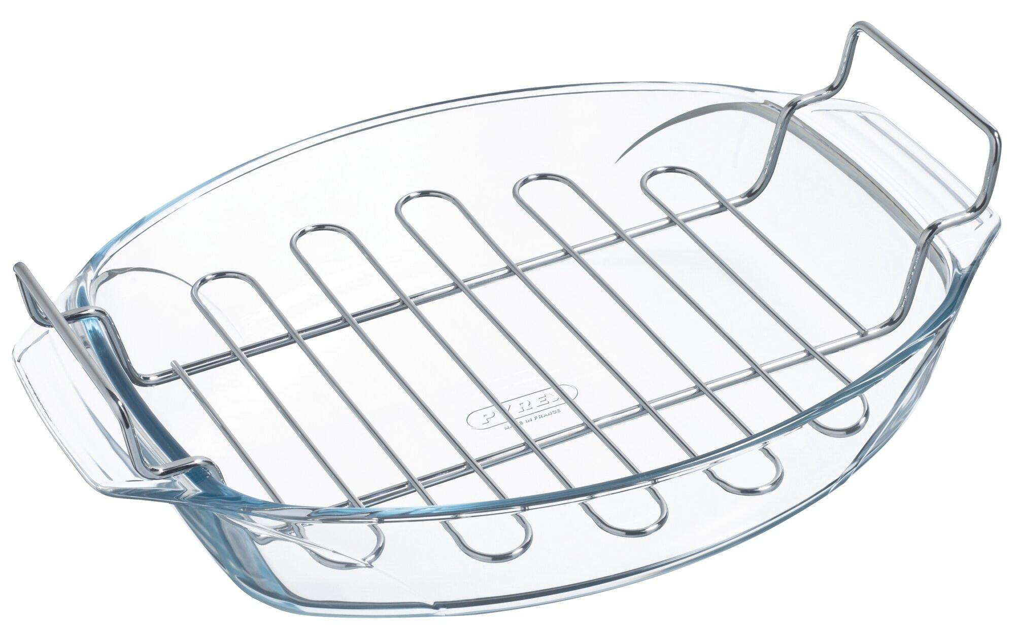 Auflaufform mit Grill-Einsatz 4 L, 38 x 27 x 7 cmOvale Backform mit breiten Griffen + Grillrost