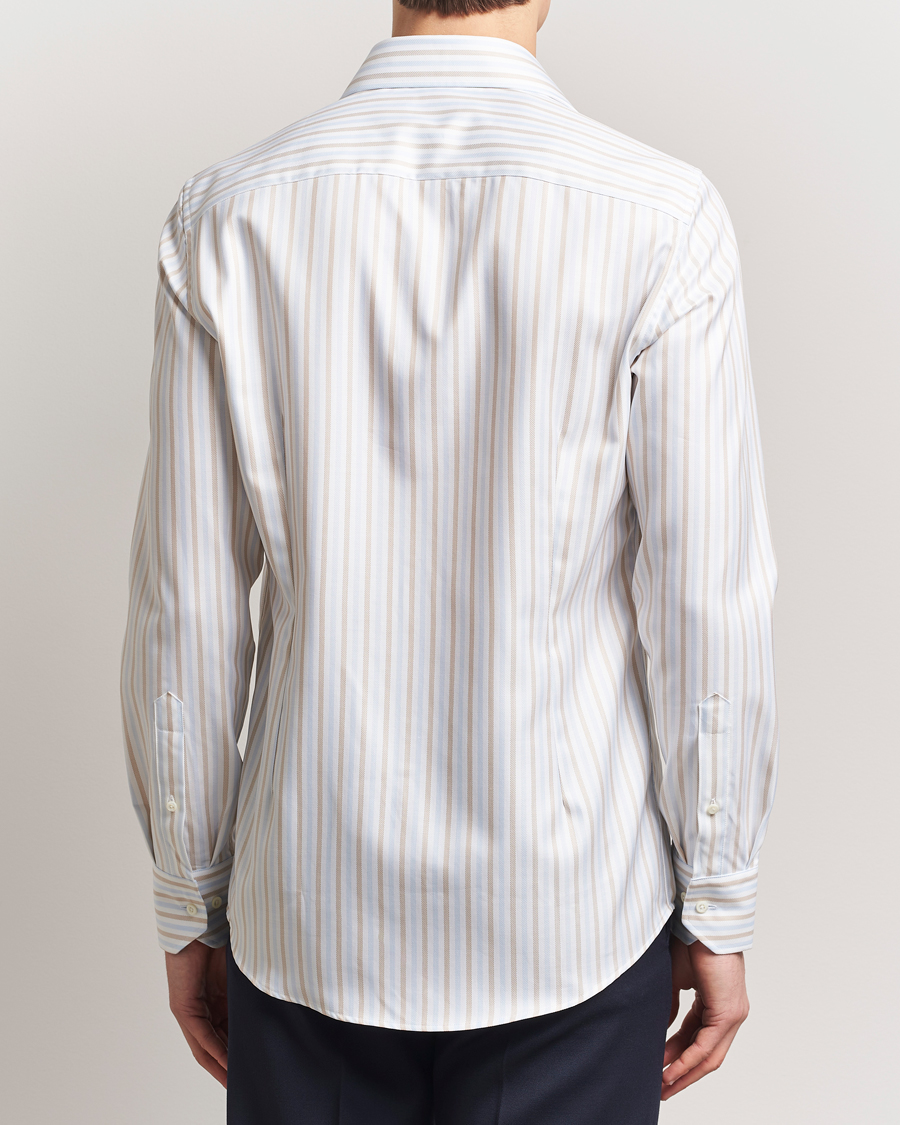 Stenströms Slimline Multi Striped Twill Shirt Blue/Beige