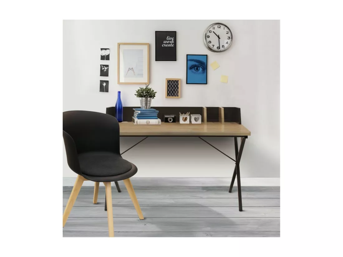 Bureau en métal noir avec séparateurs BRICE - L90 cm