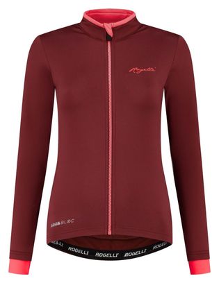 Maillot Manches Longues Velo Rogelli Essential - Femme - Bordeaux/Corail