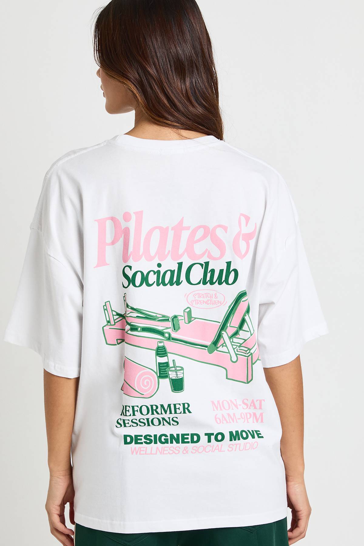 boohoo T-shirt Imprimé Devant Et Dos Reformer Pilates And Social Club