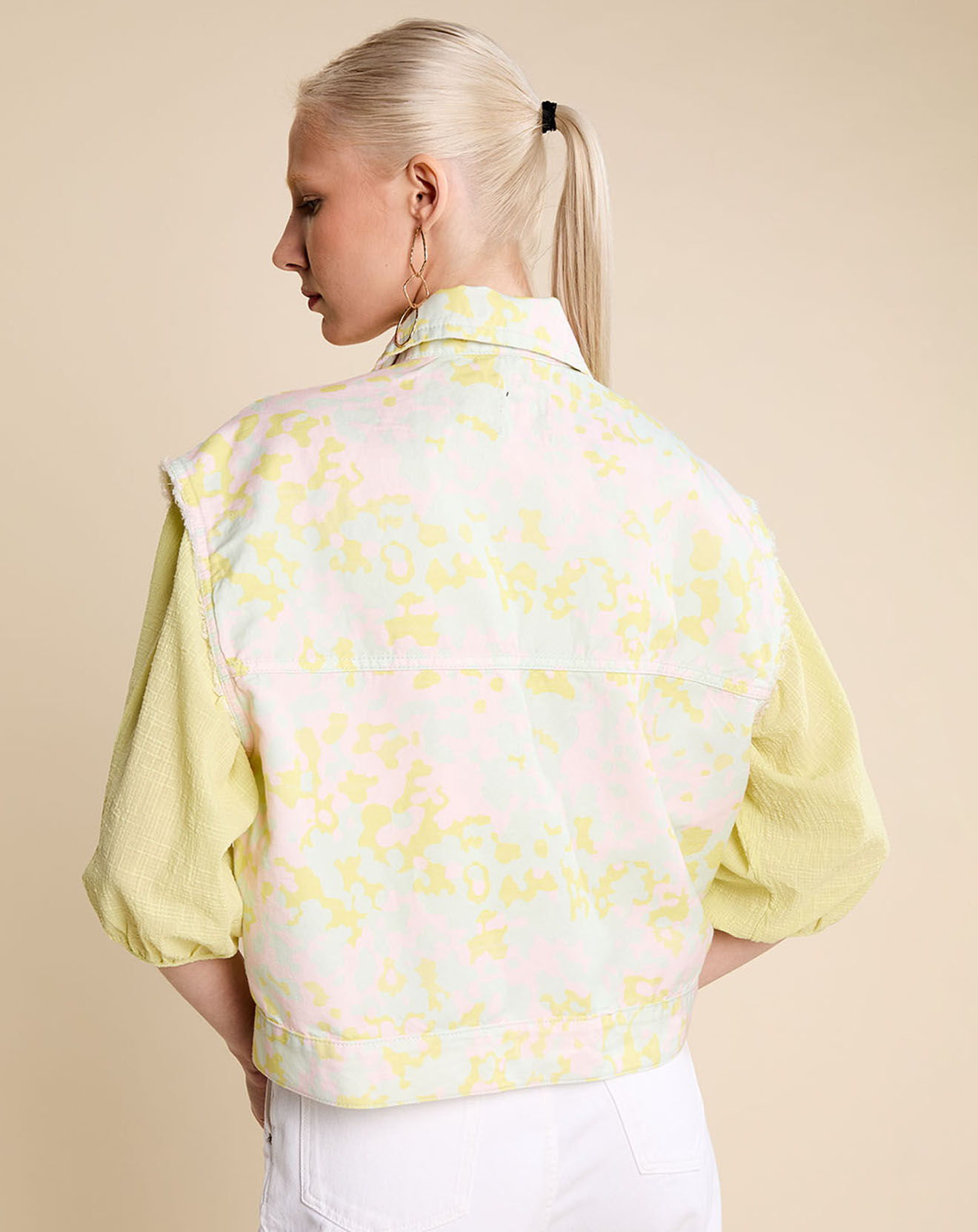 Bellerose Veste sans manches oversize en Coton & Lin Paulette camouflage multicolore