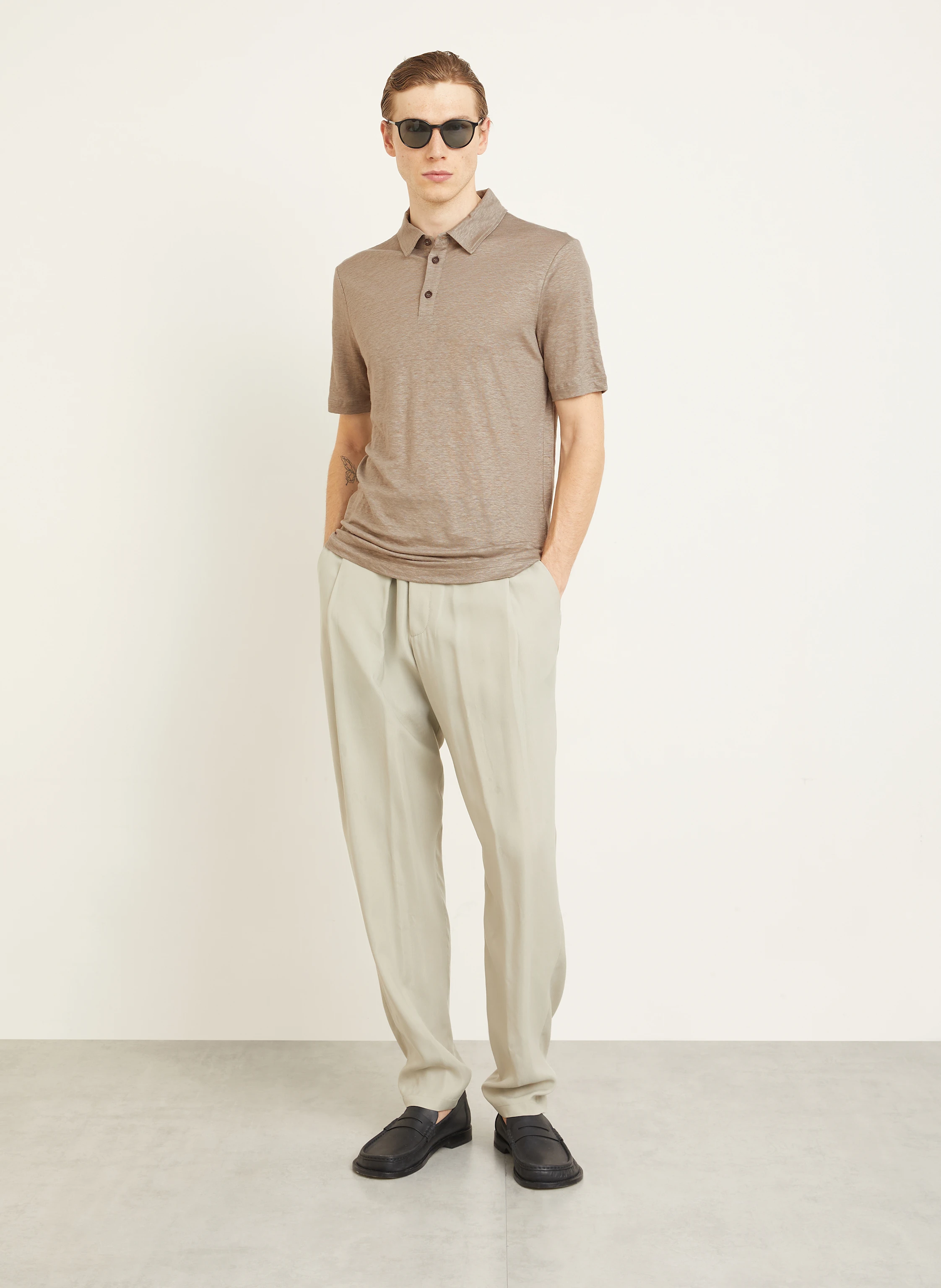 GIORGIO ARMANI Jersey-Poloshirt aus Leinen