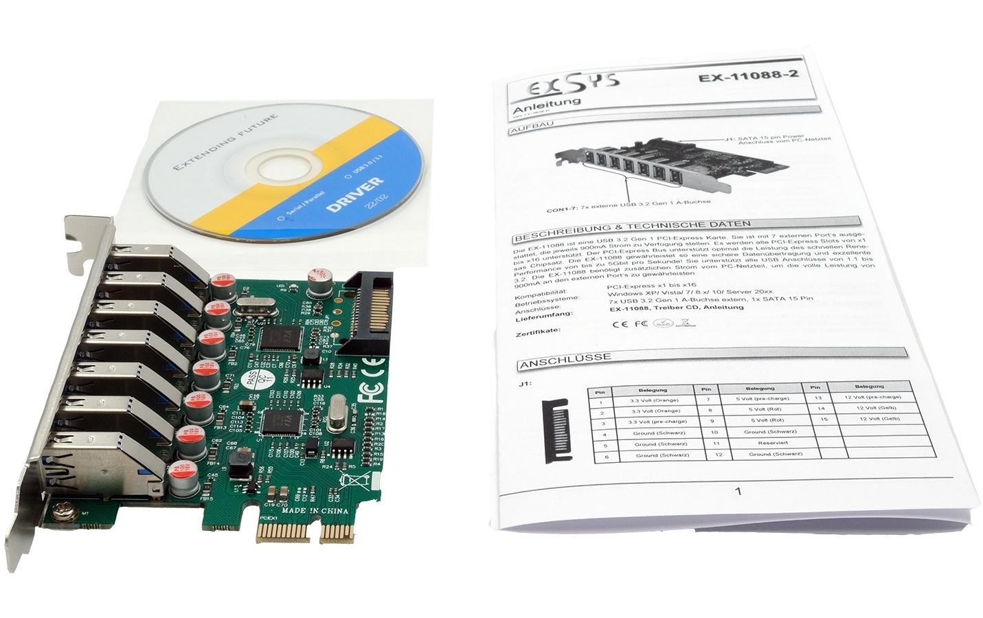 PCI-Express-Karte EX-11088-2PCIe-Schnittstellenkarte, 7x USB 3.0