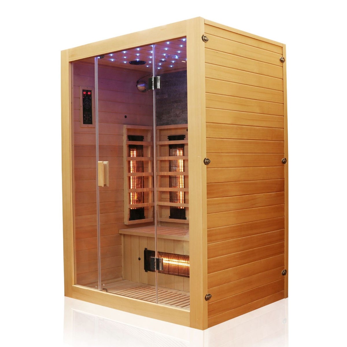 Dewello® Infraroodcabine Infraroodsauna MILTON 135cm x 105cm incl. 6 full spectrum emitters, koolstof emitters, 2 personen, LED