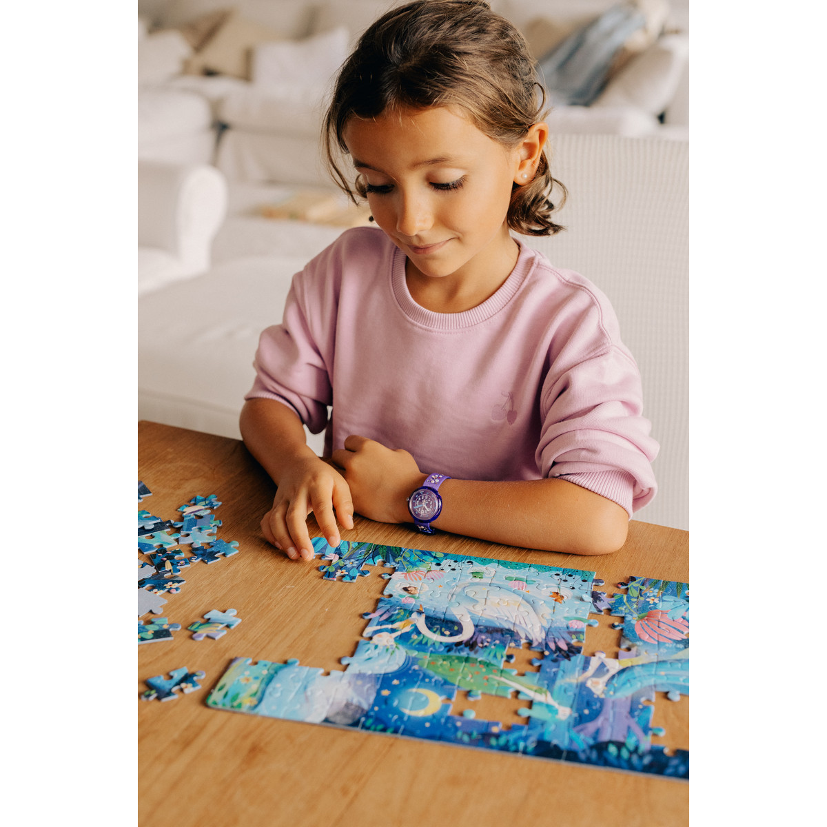 Montre FLIK FLAK Shine bright Stargazing enfant plastique biosourcé bracelet PET recyclé violet