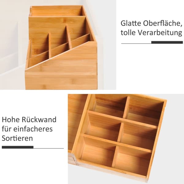 Desk Organizer Kontoroppbevaringsboks Med 2 Skuffer, Organisering Og Orden, Naturlig, L33 X B20,5 X H15,5 Cm