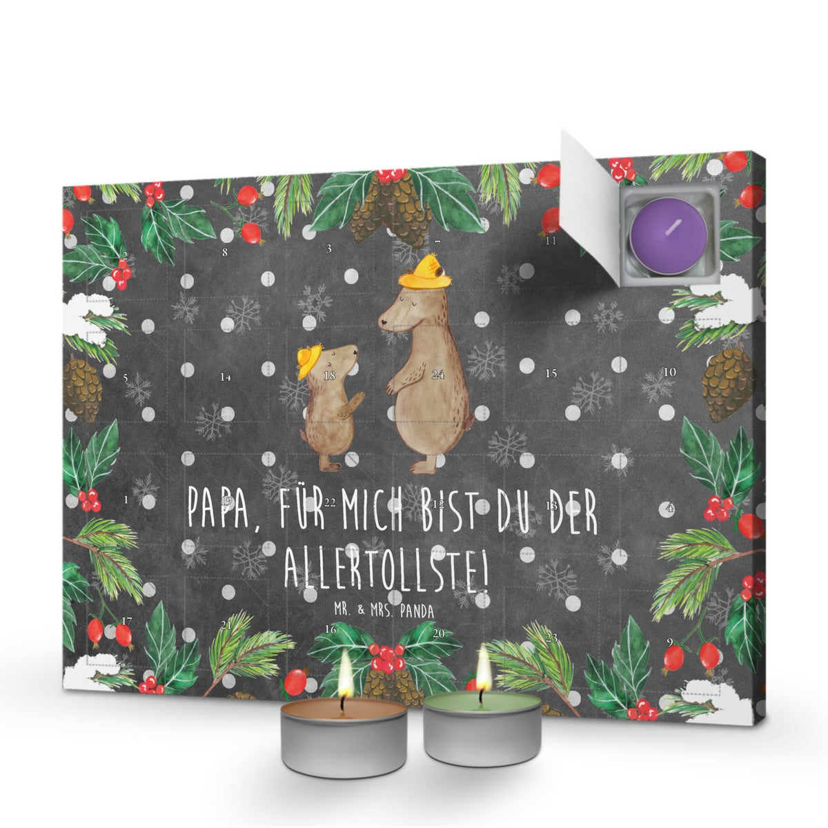 Mr. & Mrs. Panda Geurkaars Adventskalender Beren met Hoeden - Zwart