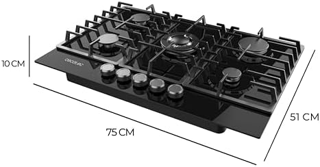 Cecotec Plaque à gaz Bolero Squad G 4200S Glass Black. Plaque à gaz avec 4 feux, finition verre noir, puissance 8000W, grilles individuelles et allumage électrique avec sécurité des vannes. : Cuisine et Maison