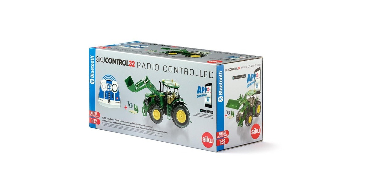 SIKUControl32 - John Deere 7310R met frontlader en Bluetooth afstandsbedieningsmodule RC  (6795)