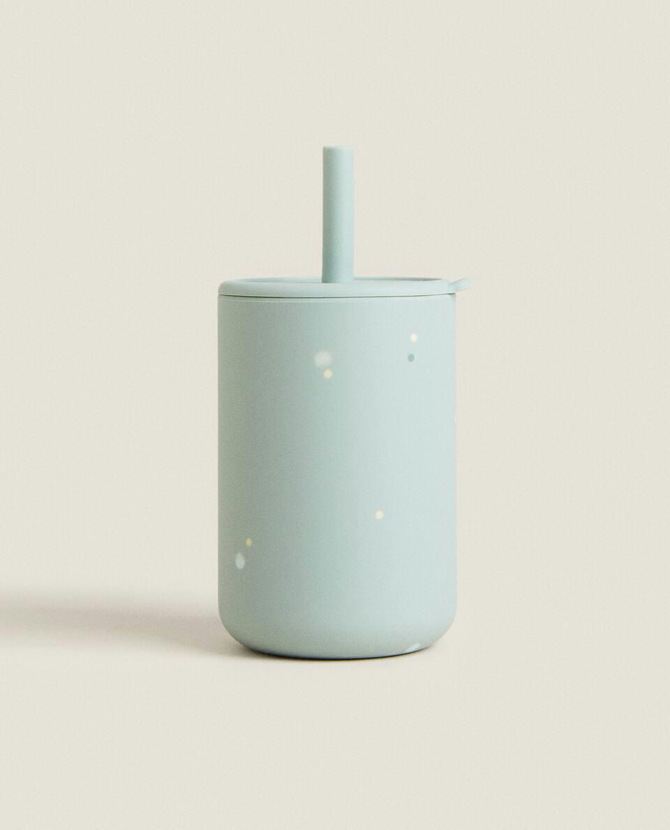 Copo de silicone DOTS com canudo