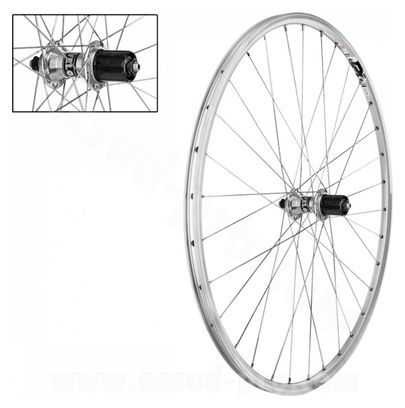 ROUE ARRIERE 700C CASSETTE A BLOCAGE ARGENT