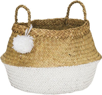 KidsDepot PomPom Oppbevaringskurv Large, White