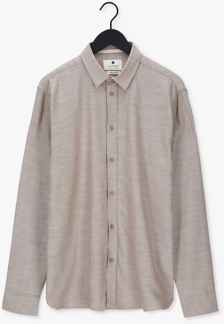 ANERKJENDT beige anerkjendt casual overhemd akkonrad structure shirt